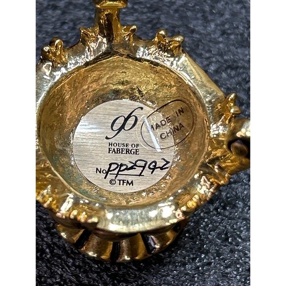 Franklin Mint Faberge Egg Jewels In The Garden Hummingbird Figurine Gold Stand - Picture 10 of 11